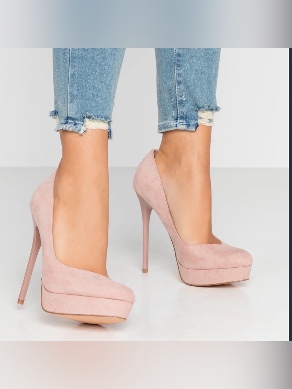 Fashion Nova Blush Pink Suede Platform Pumps